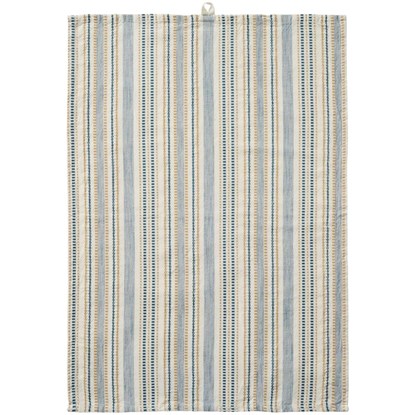 Kuchyňská utěrka Celine Ib Laursen 70x50 cm bílá s modro-béžovým tkaným vzorem_0