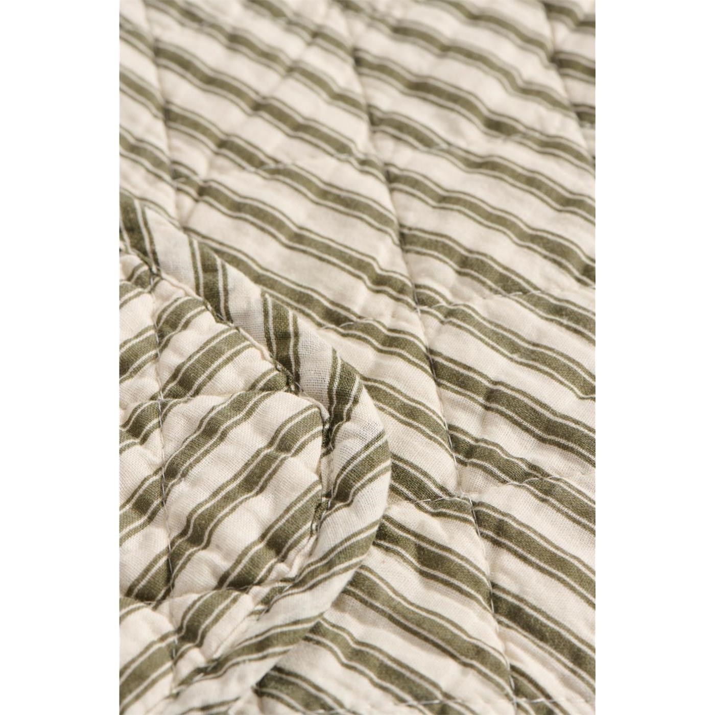 Prošívaná deka/přehoz Ib Laursen béžovo-olivový proužek 180x130 cm_0