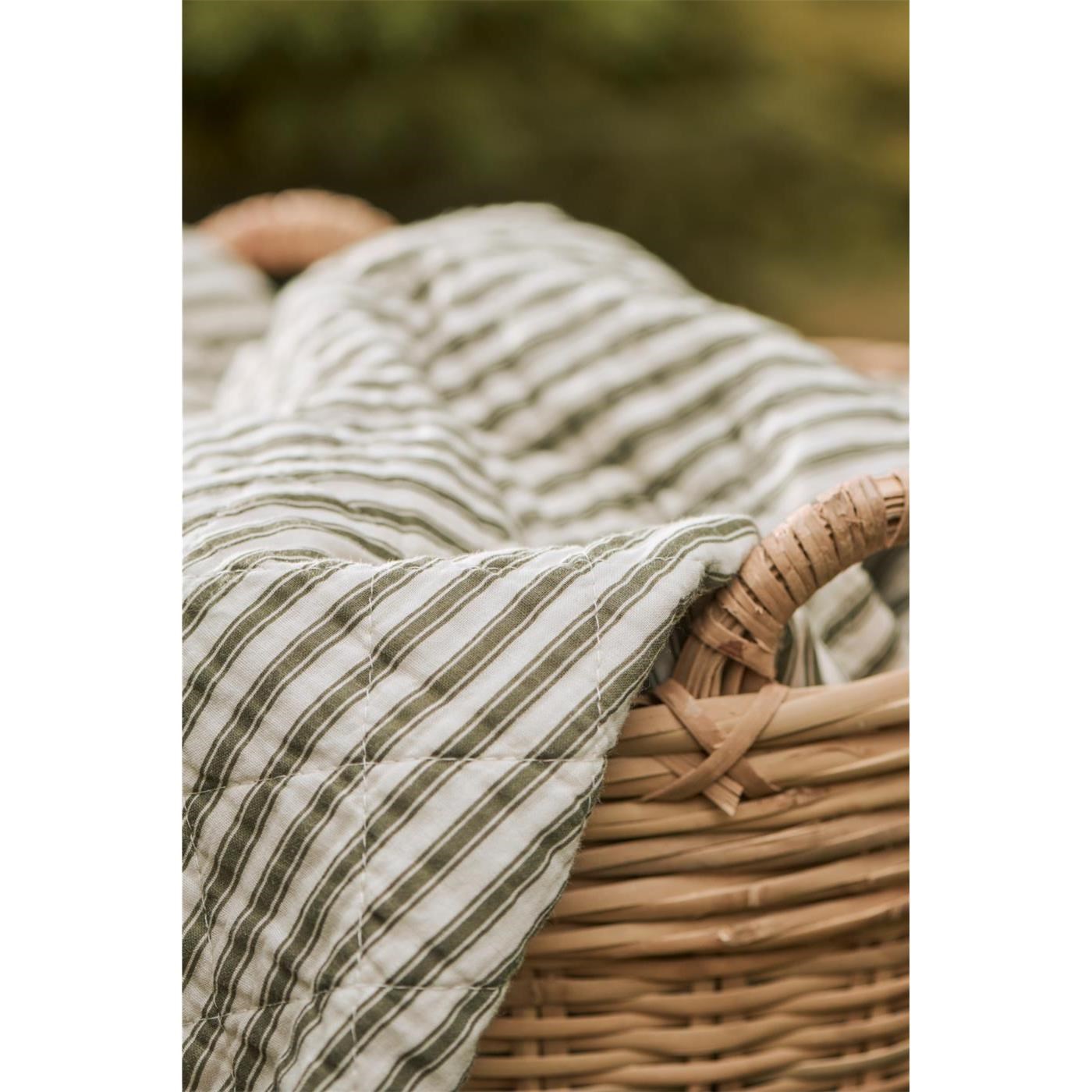 Prošívaná deka/přehoz Ib Laursen béžovo-olivový proužek 180x130 cm_1