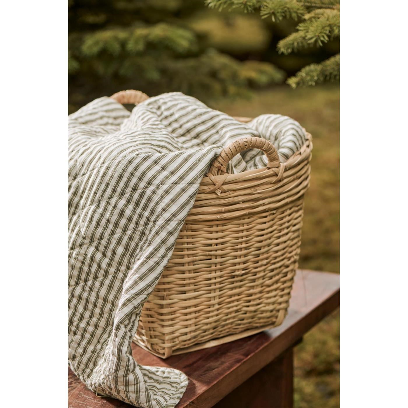 Prošívaná deka/přehoz Ib Laursen béžovo-olivový proužek 180x130 cm_2