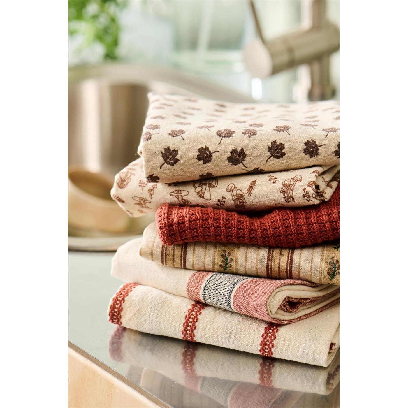 Kuchyňská utěrka Rebecca Ib Laursen 70x50 cm přírodní s tkaným rezatým pruhem_4