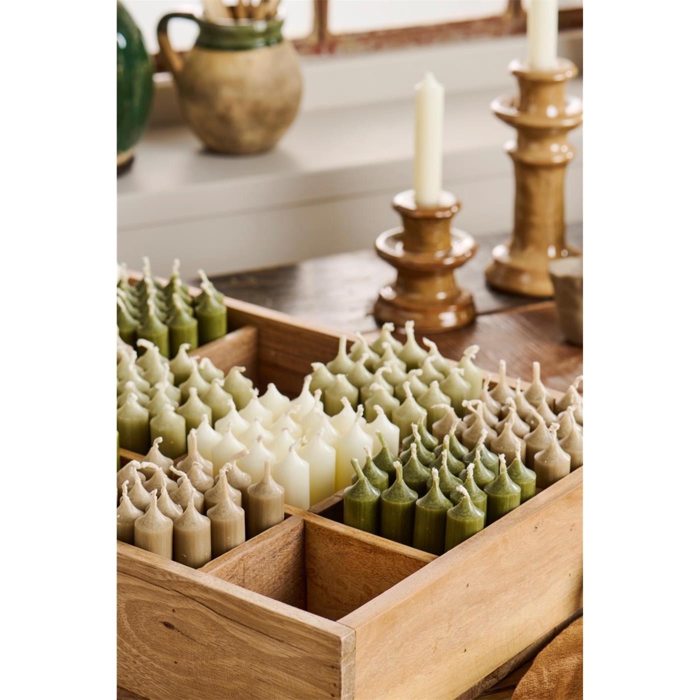 Svíčka Ib Laursen kulatá krátká V.11 cm šedo-zelená_0