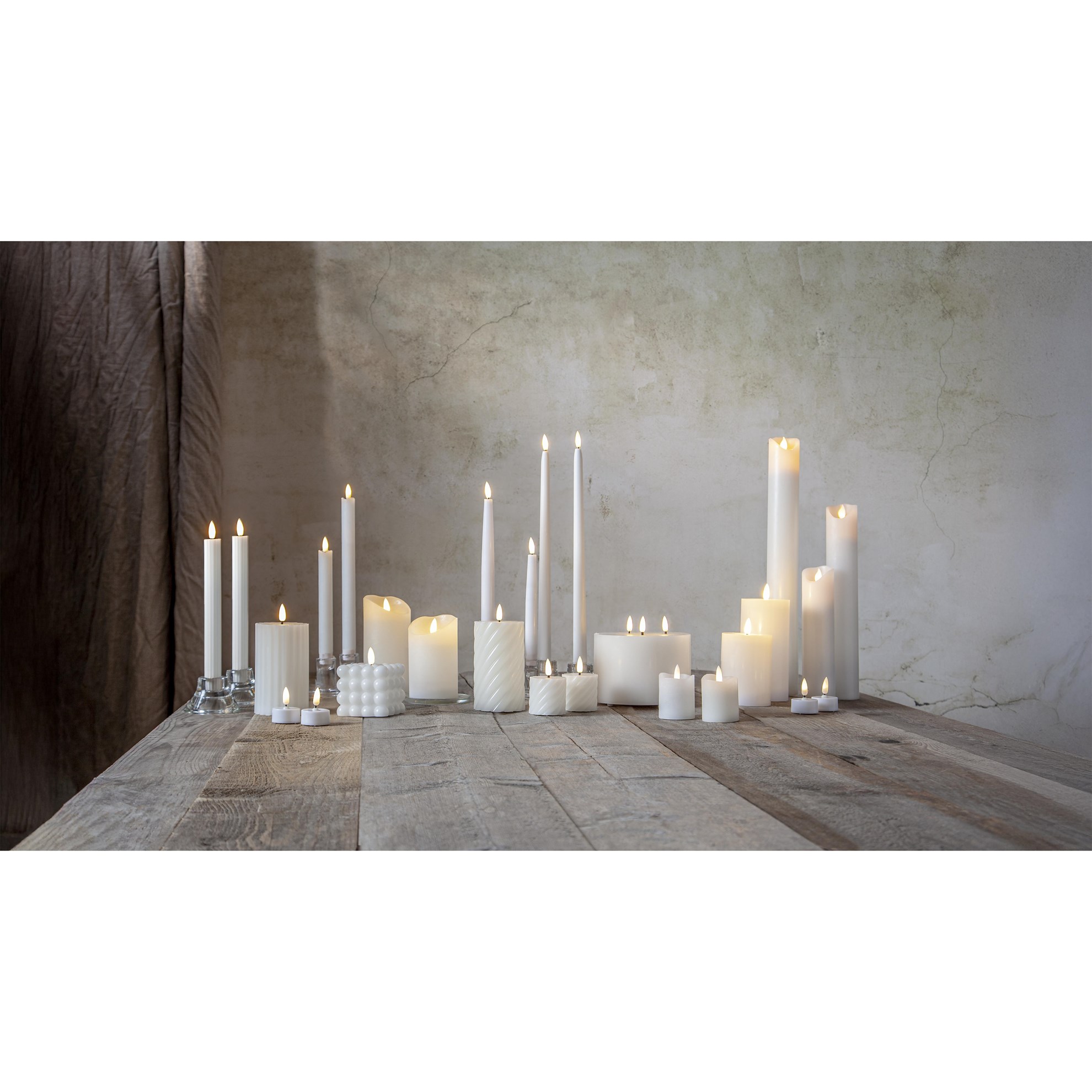 LED dekorační svíčka FLAMME STRIPE SET/2ks V.25cm bílá_2