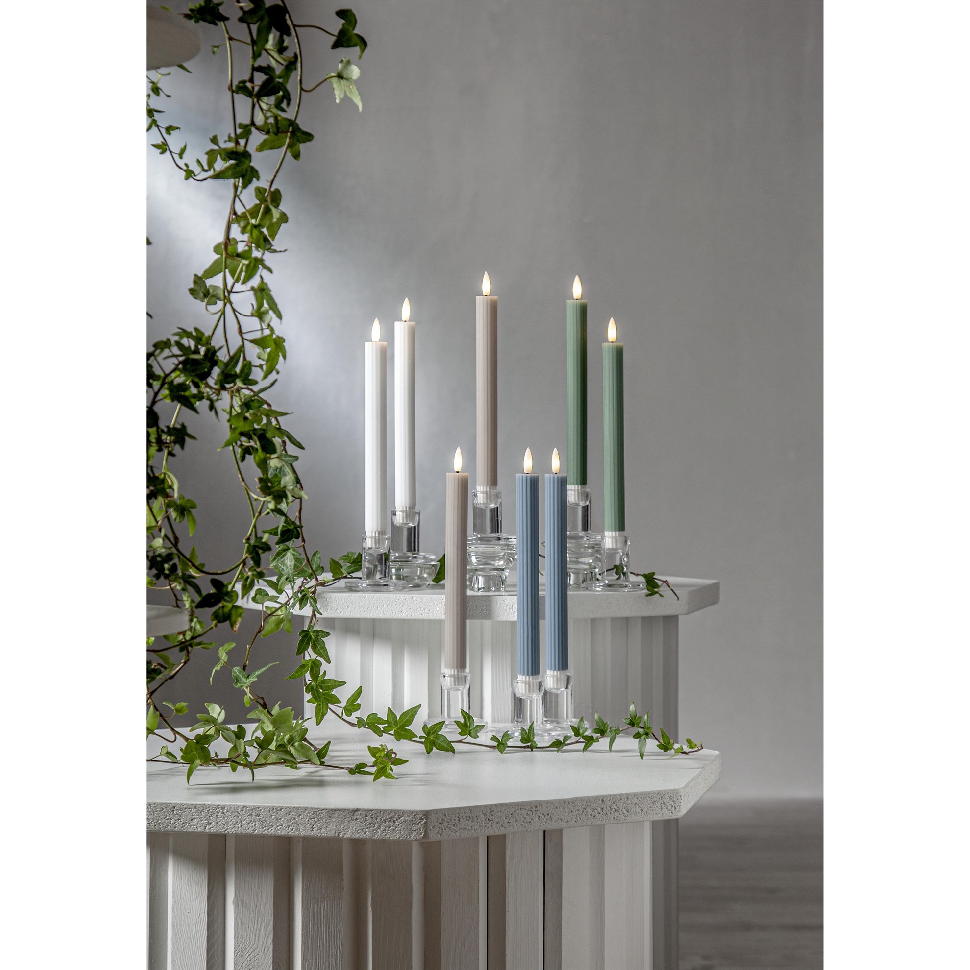 LED dekorační svíčka FLAMME STRIPE SET/2ks V.25cm béžová_0