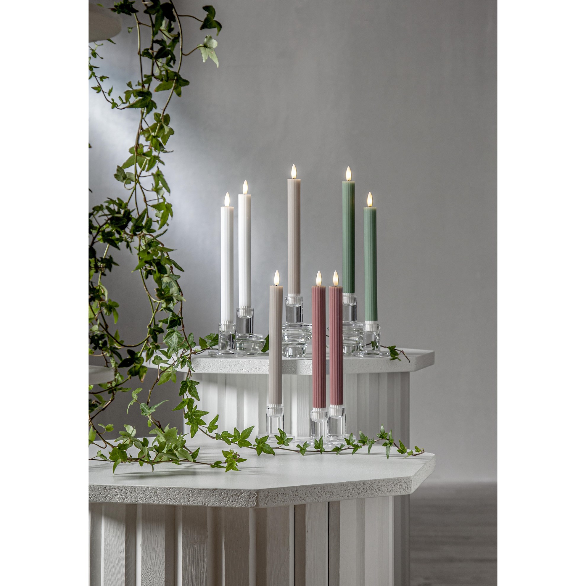 LED dekorační svíčka FLAMME STRIPE SET/2ks V.25cm béžová_3