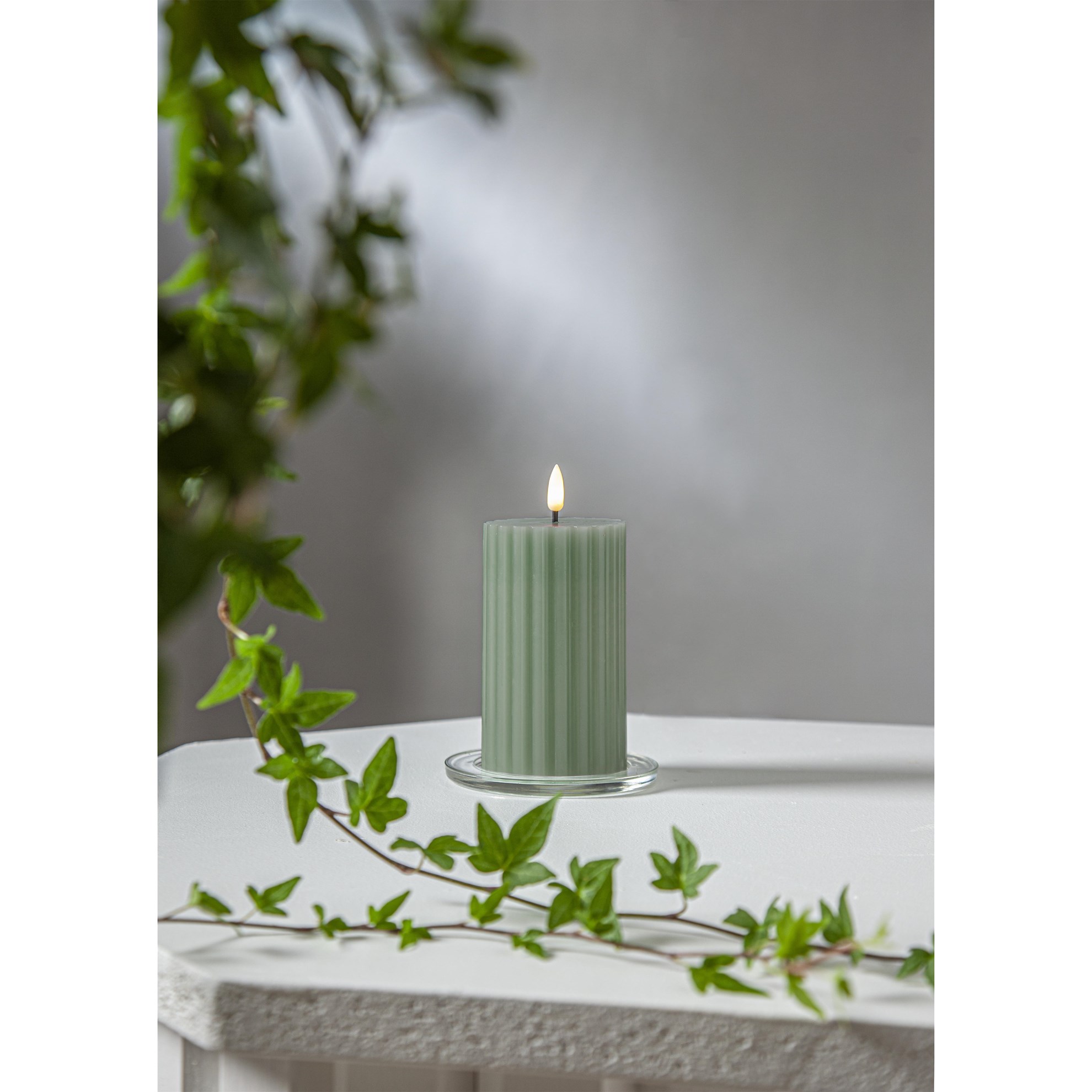 LED dekorační svíčka FLAMME STRIPE V.15cm zelená_0