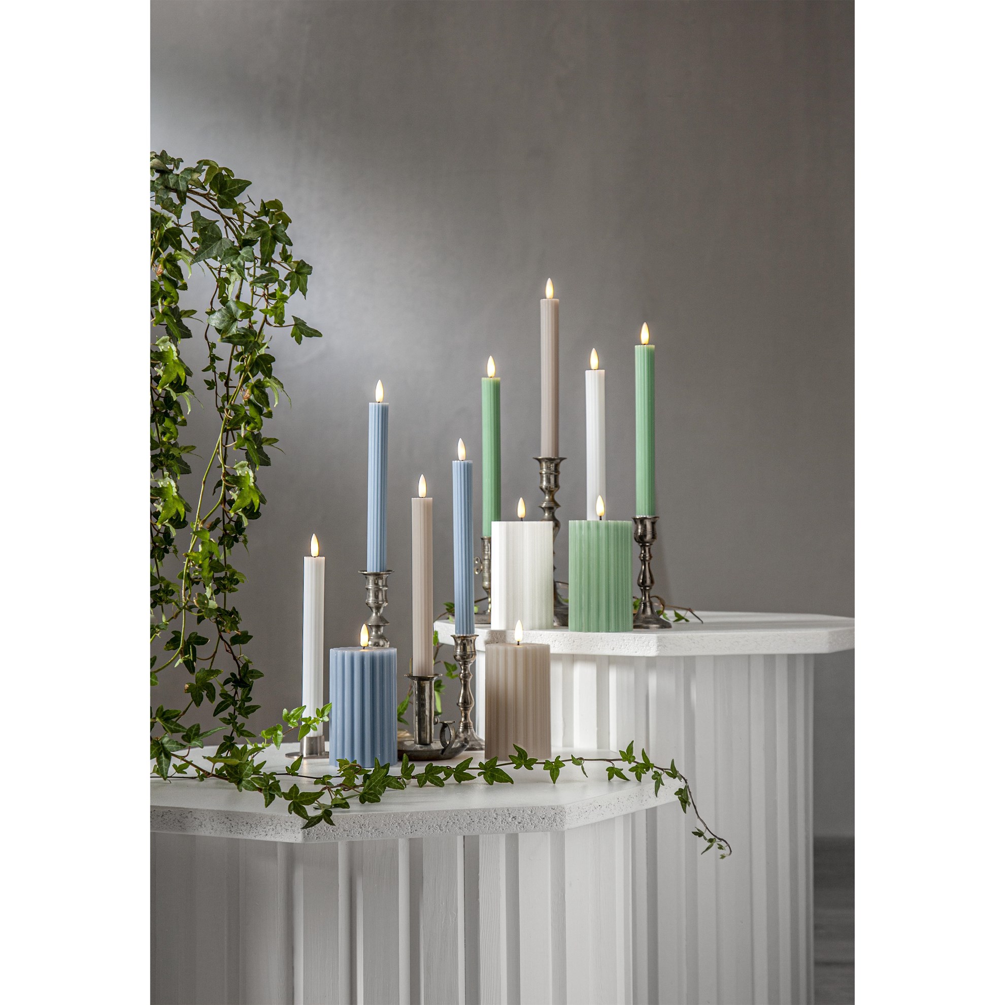 LED dekorační svíčka FLAMME STRIPE V.15cm zelená_2