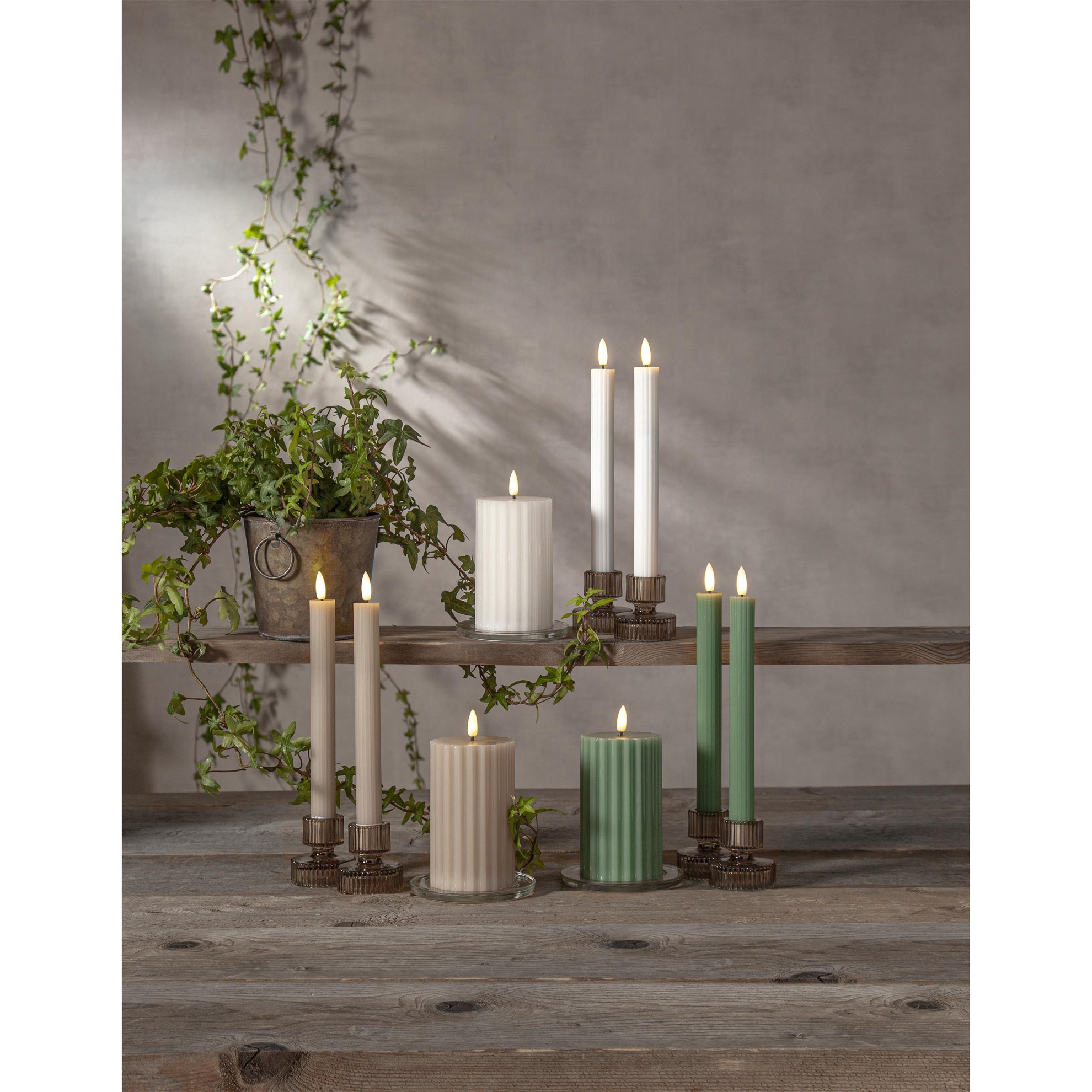 LED dekorační svíčka FLAMME STRIPE V.15cm zelená_3