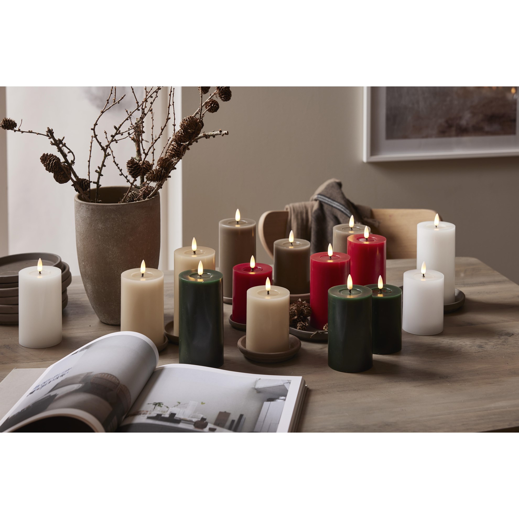 LED parafínová svíčka FLAMME 7,5x10 cm, s časovačem, zelená_3