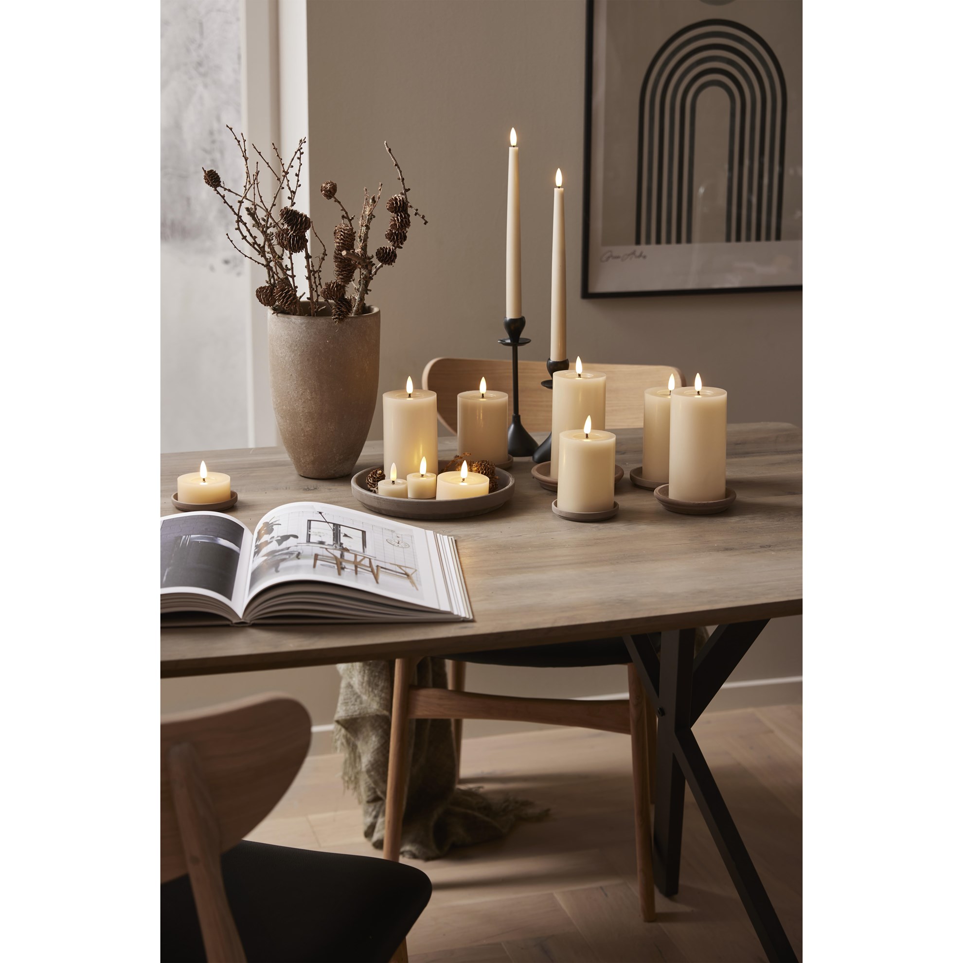 LED větší čajová svíčka FLAMME SET/2ks béžová_1