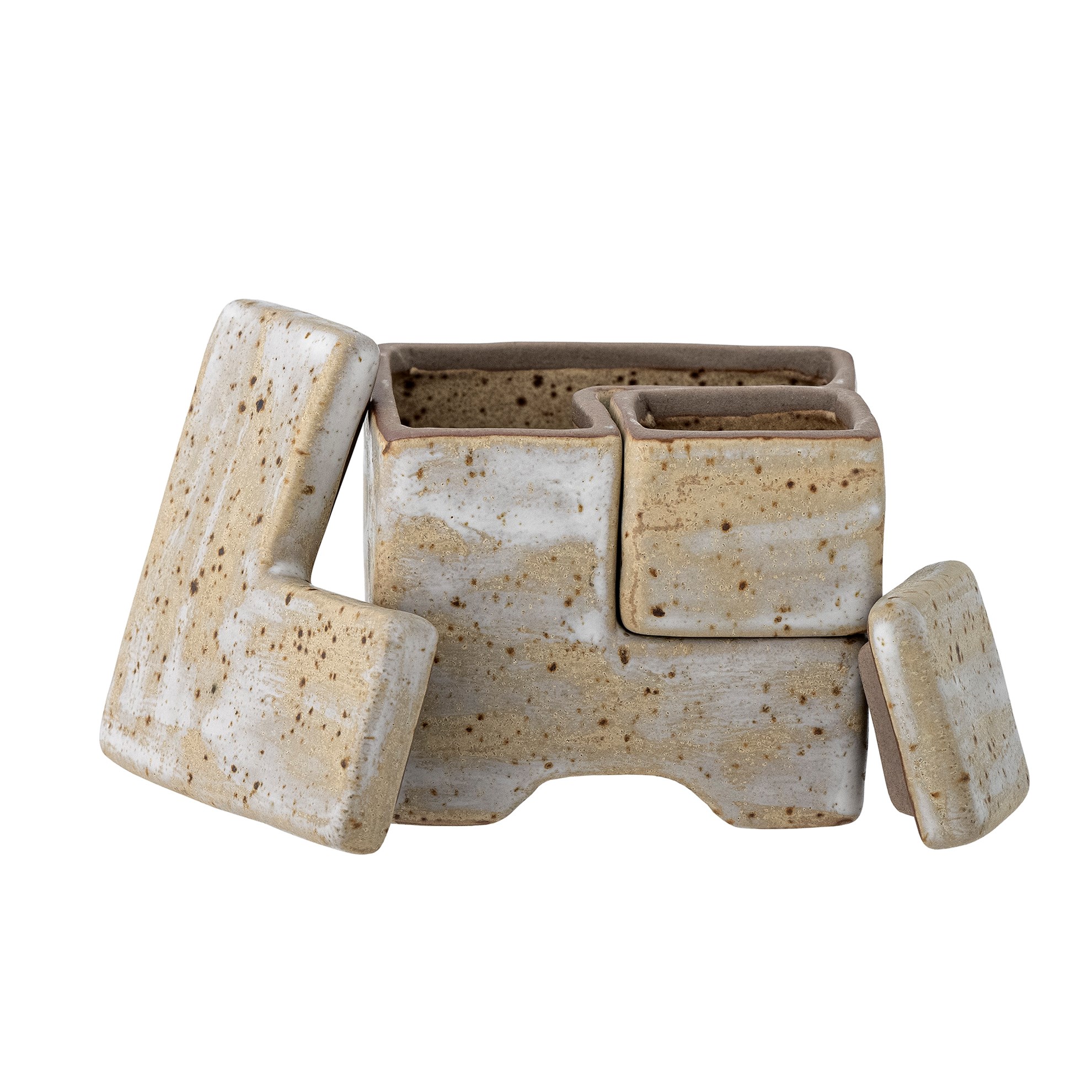 Dekorační kameninové mini boxy Madox 8x8 cm šedé_1