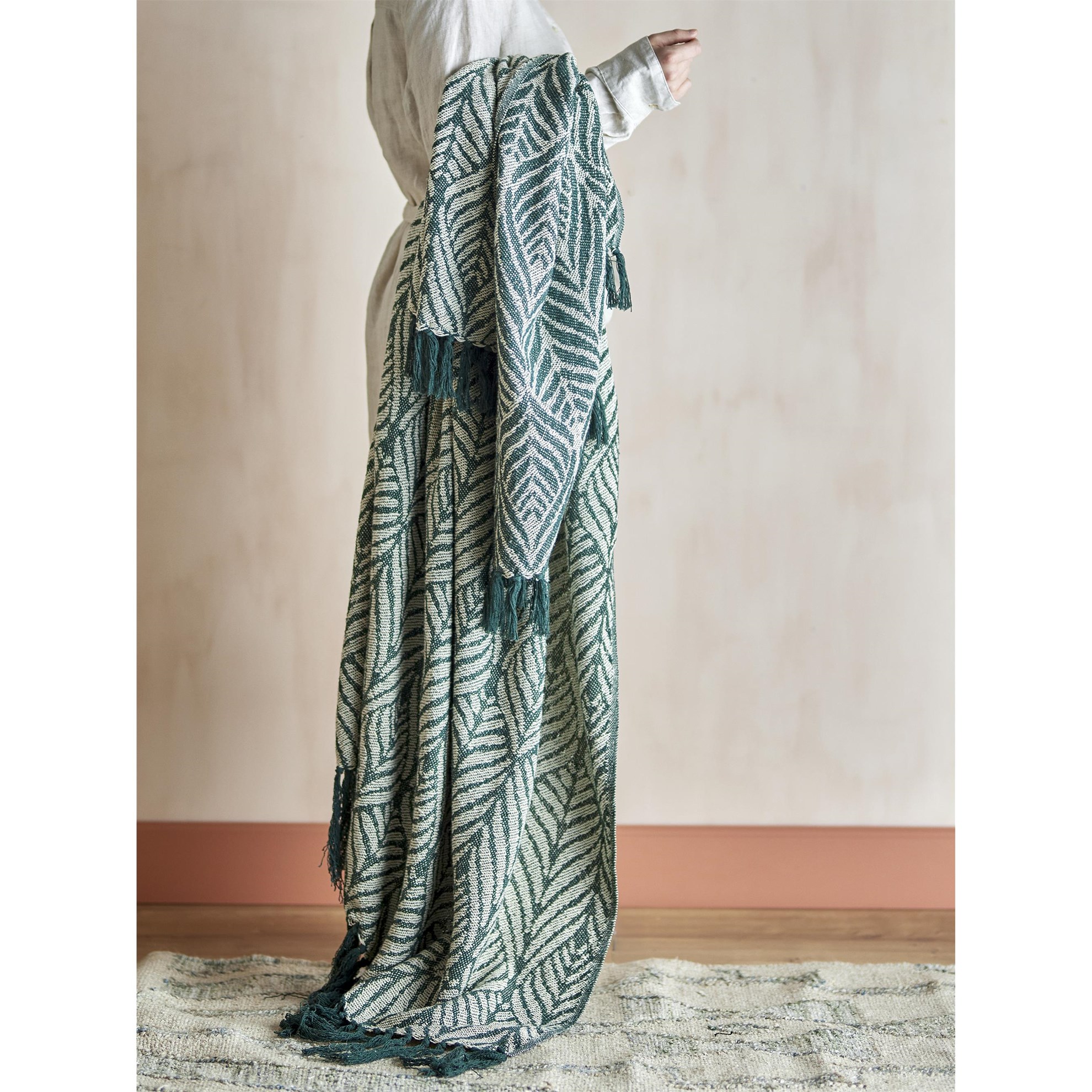 Pléd z recyklované bavlny UGENTO 160x130cm zelený_2