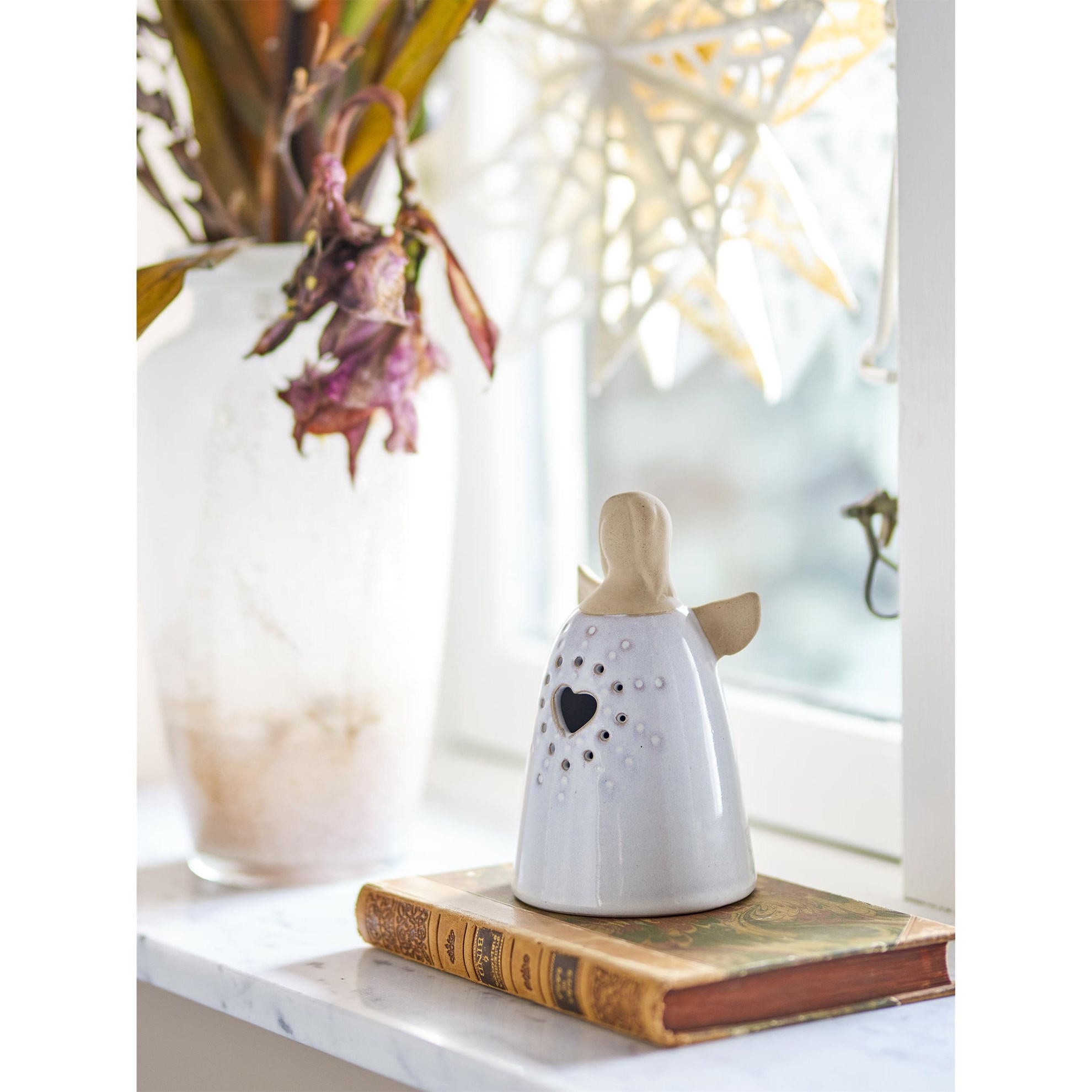 Dekorativní anděl RUTH se světlem V.16 cm bílý_0