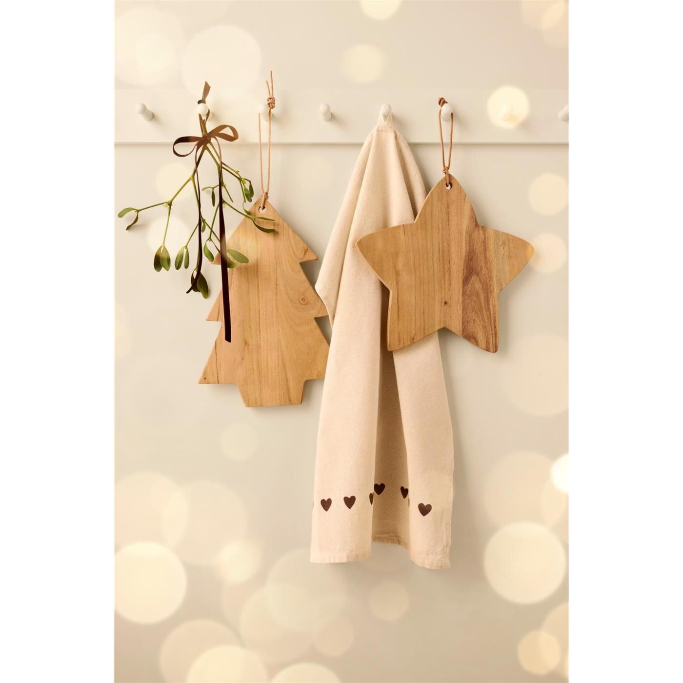 Kuchyňská utěrka Johanne Ib Laursen 70x50 cm přírodní s hnědými srdíčky_0