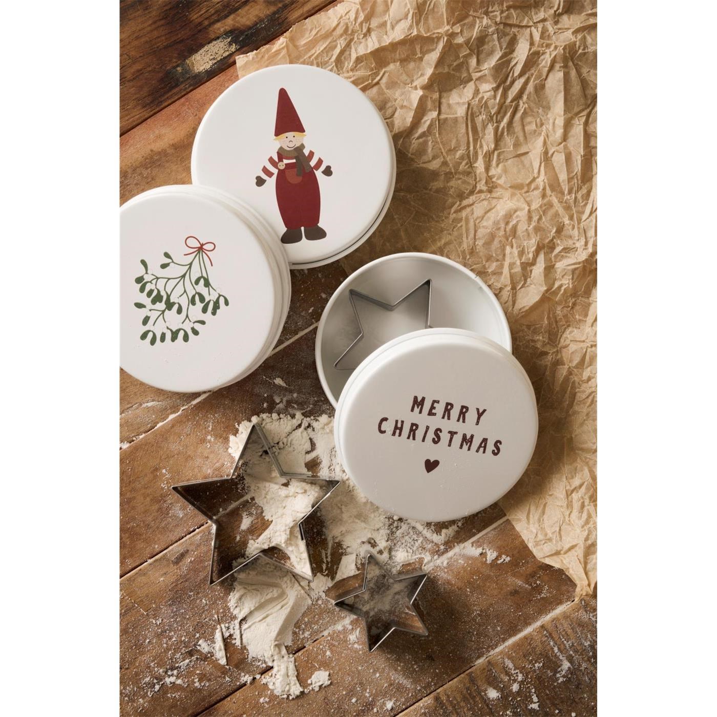 Dózička se 3 vykrajovátky na sušenky ve tvaru srdce, jmelí na víku_0