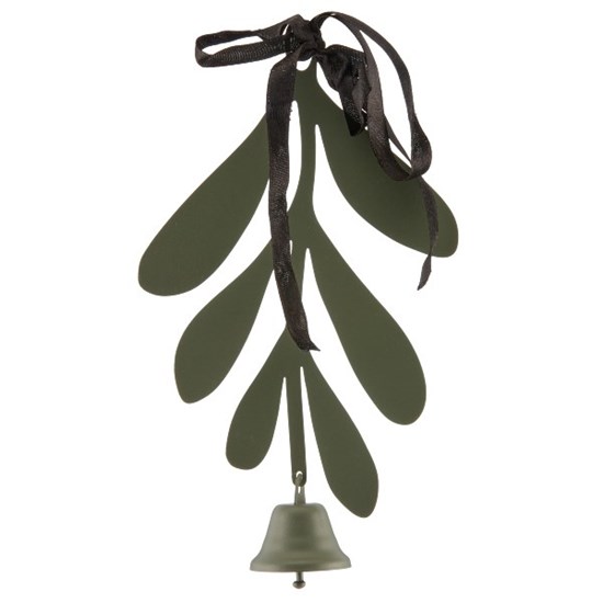 Kovové jmelí na zavěšení se zvonečkem 12x22cm, šedozelené_0