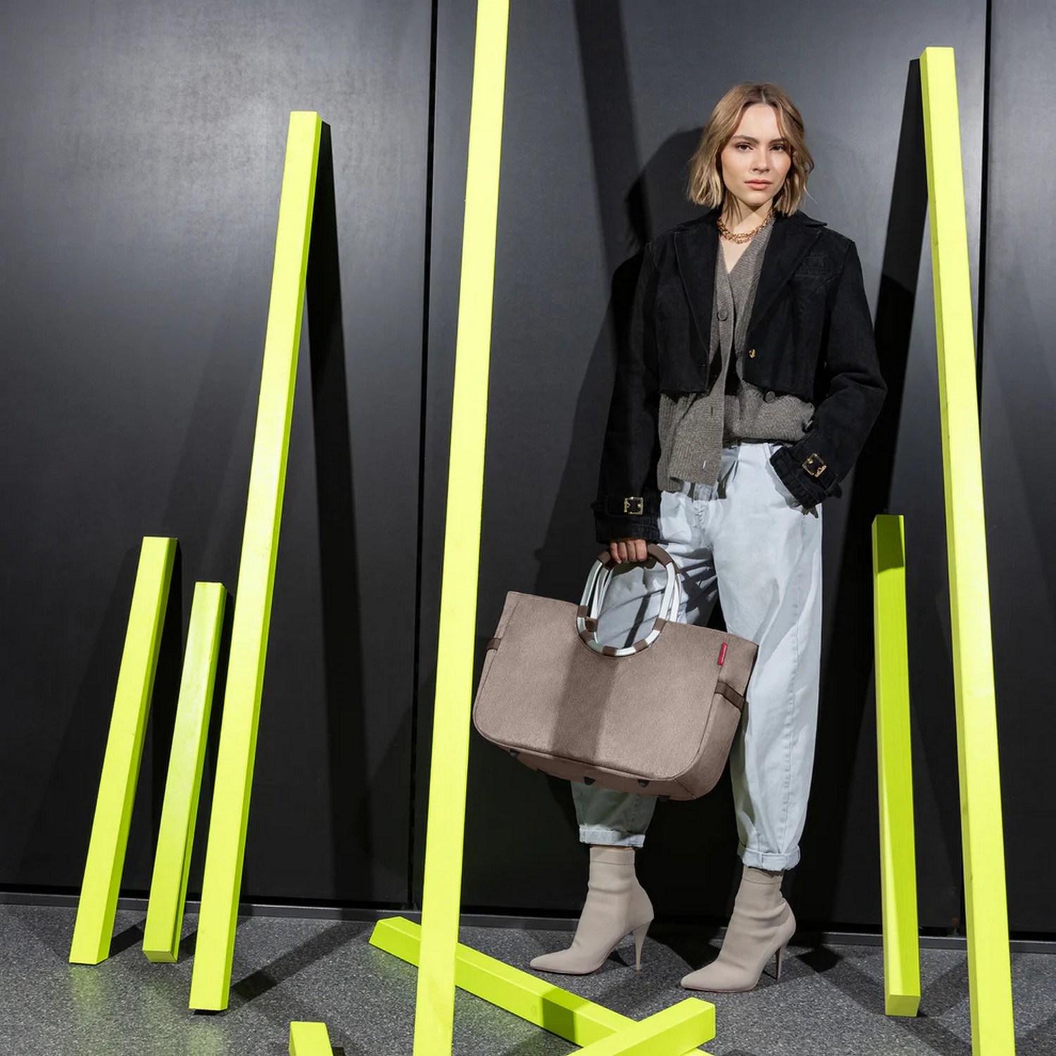 Módní taška Reisenthel Loopshopper L herringbone mokka_1