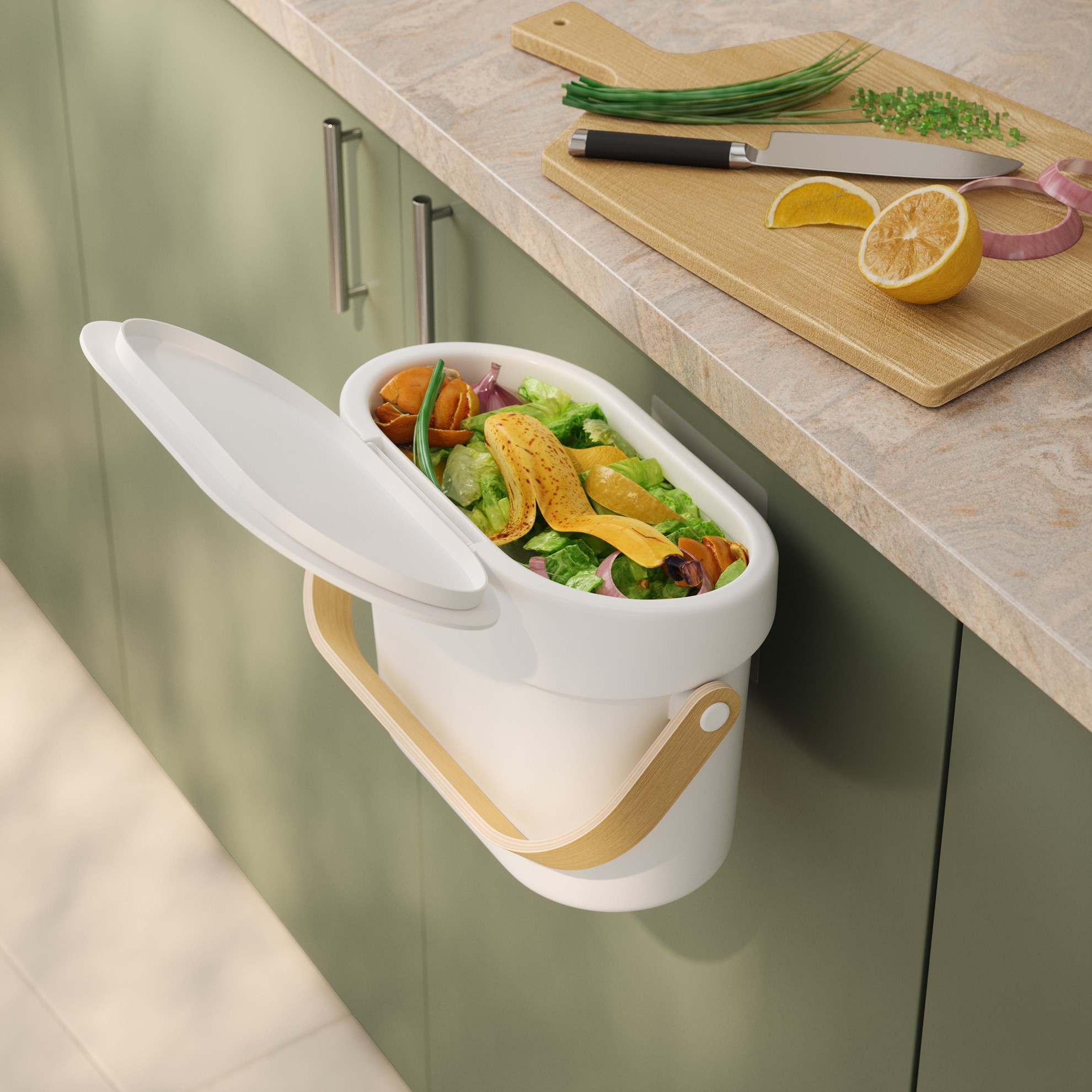 Kompostovací koš Umbra BELLWOOD bílý/přírodní_7