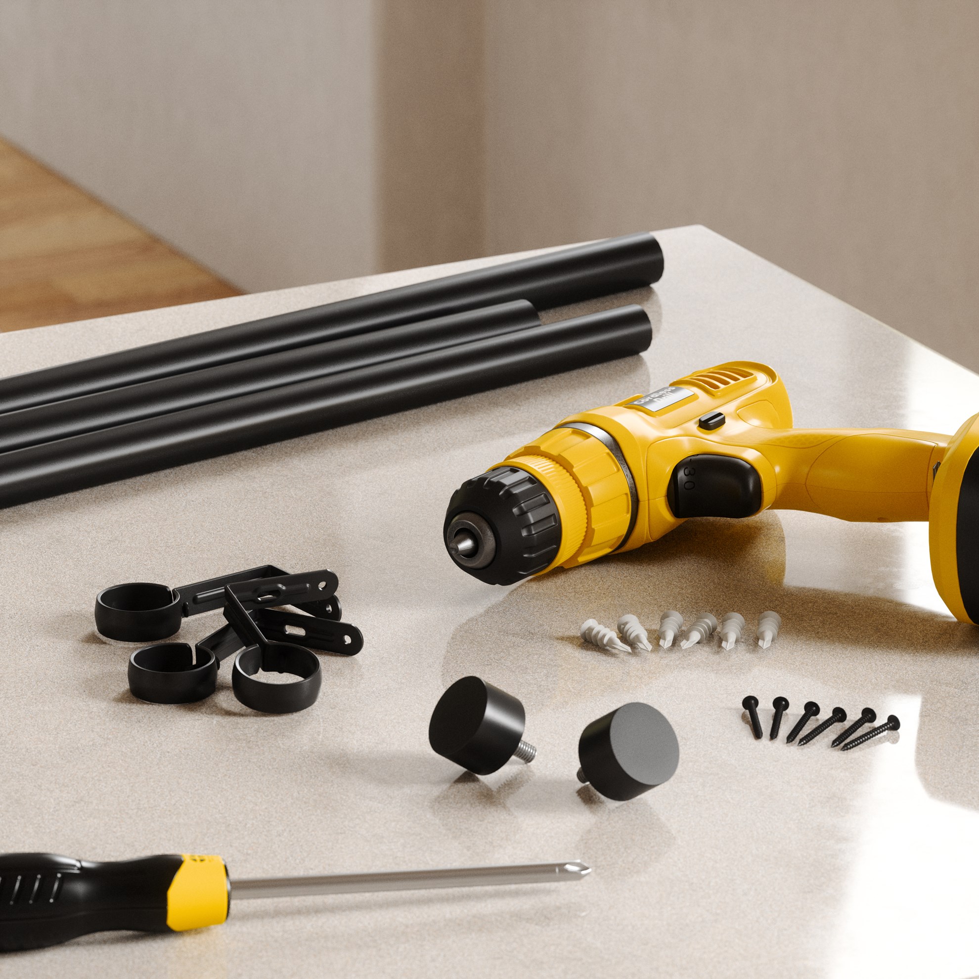 Rozšířitelná garnýž Umbra CAPPA 168-305cm černá matná_3