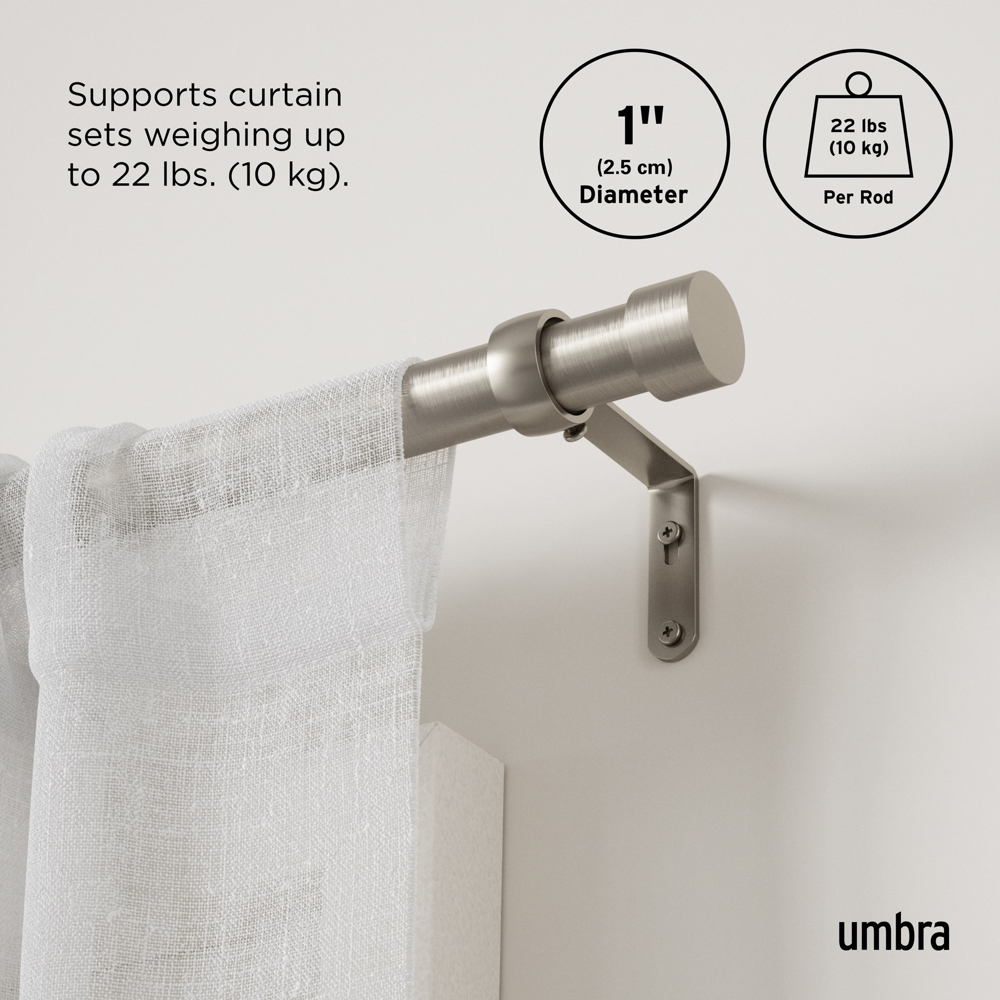 Rozšířitelná garnýž Umbra CAPPA 168-305cm niklová_5
