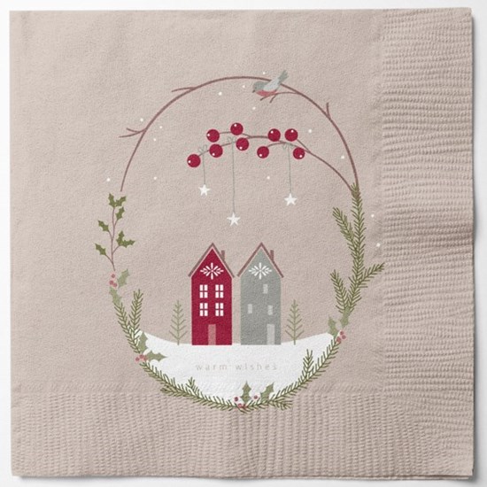 Papírové ubrousky 33x33cm BAL/20ks růžové s potiskem domečky_0