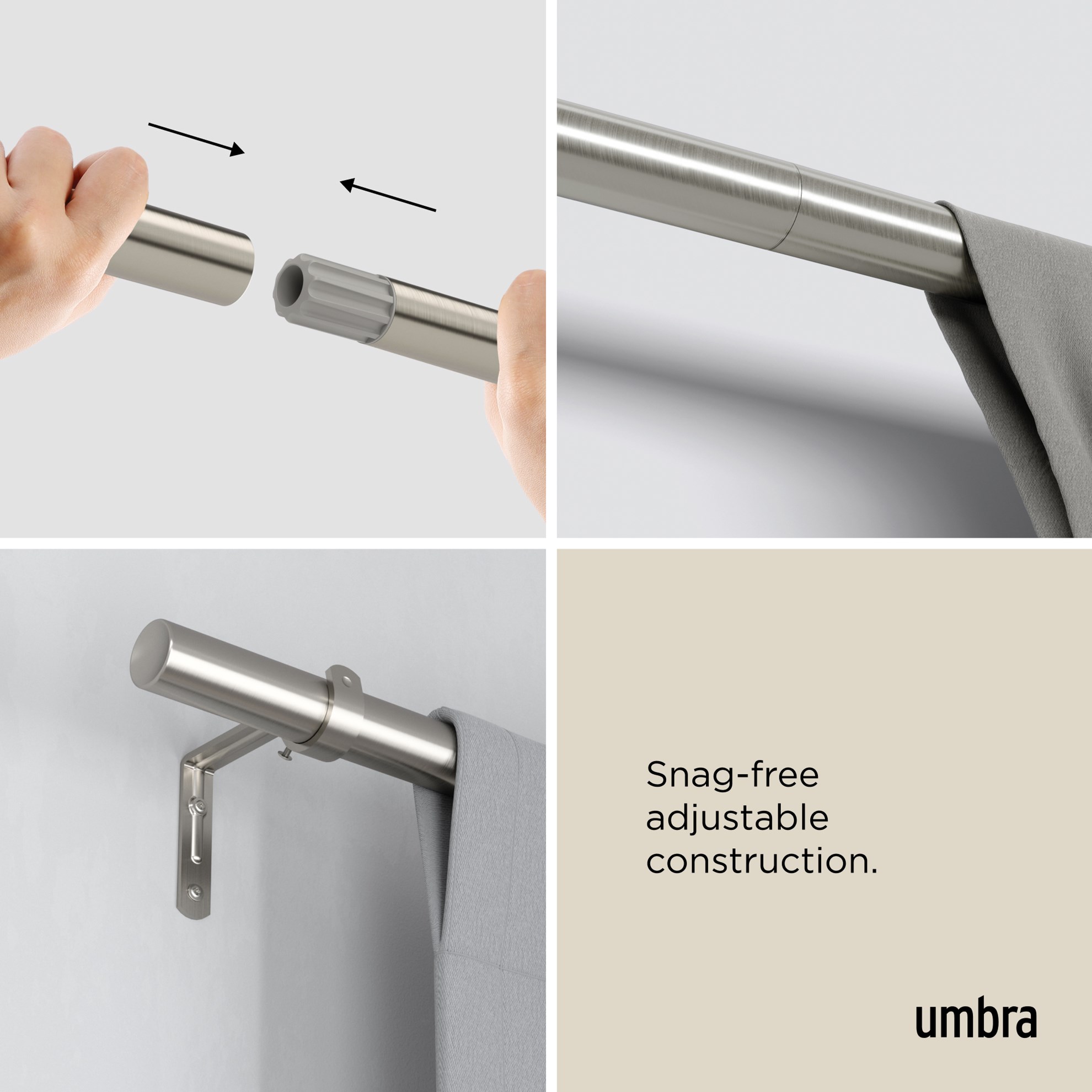 Rozšířitelná garnýž Umbra ZEN 142-305cm niklová_0