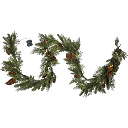 Vánoční LED dekorační girlanda MIXI 280 cm zelená s šiškami_0