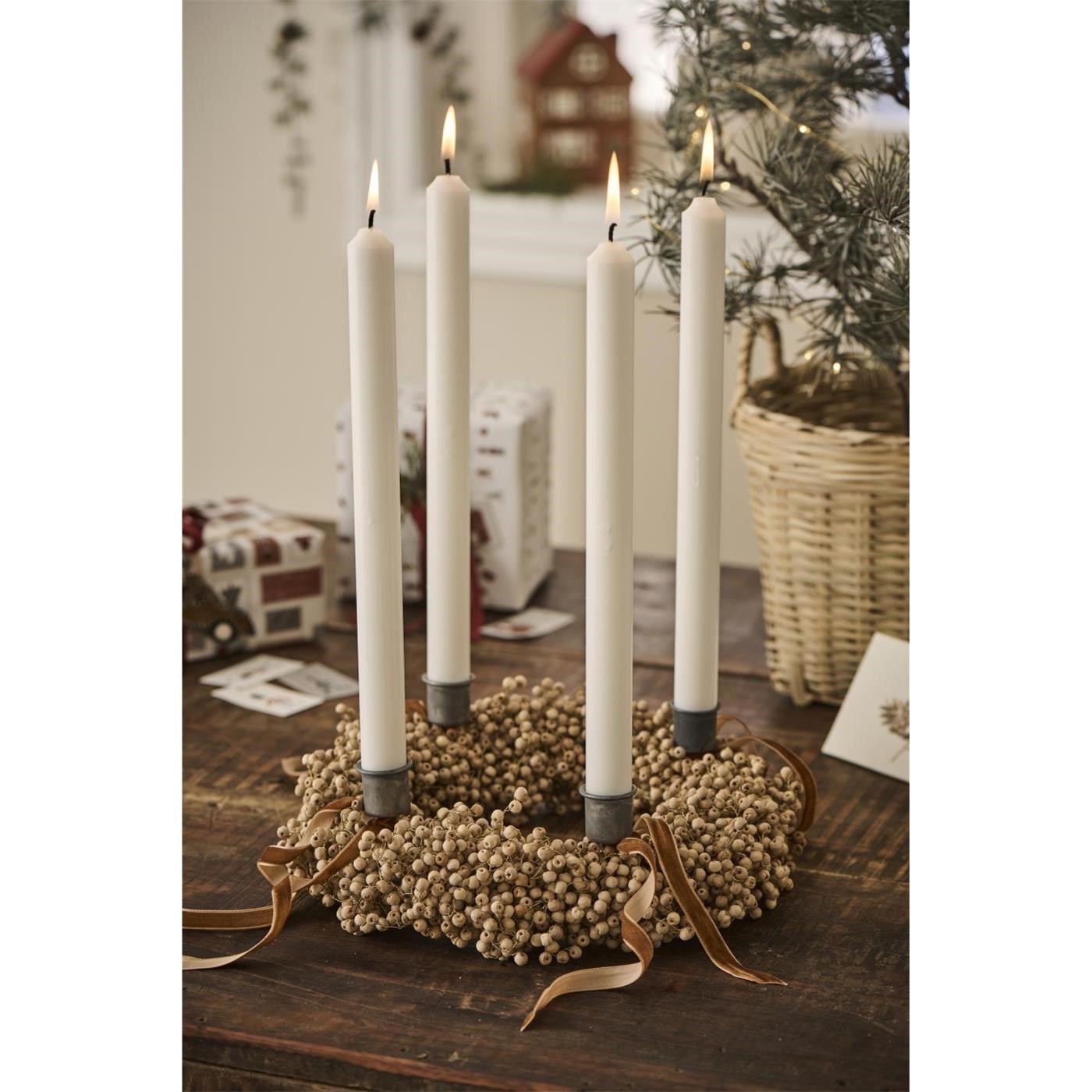 4x stearinová adventní svíčka Ib Laursen s čísly 1-4 bílá_0