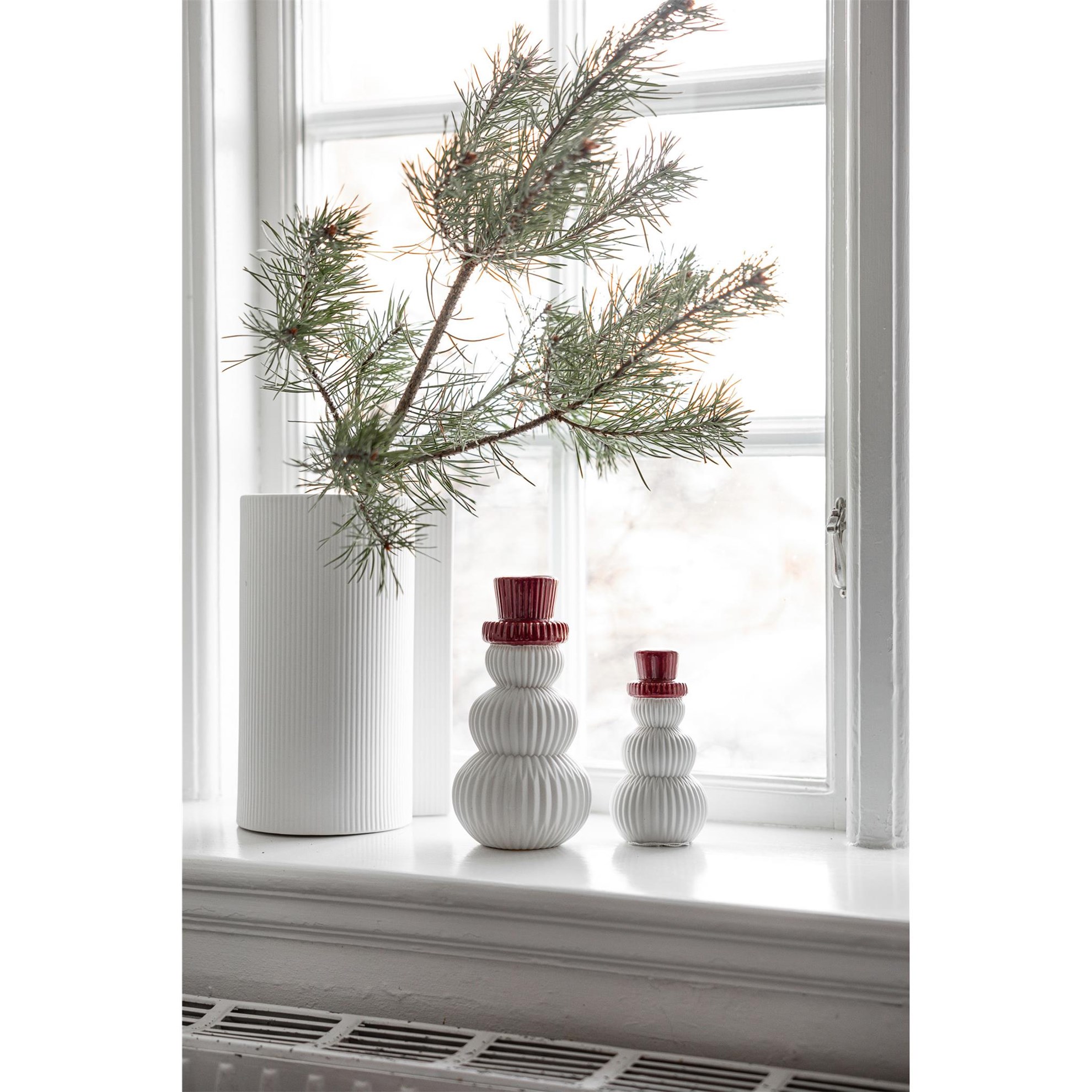 Keramická dekorace/sněhulák FRANK V.14cm červený_0