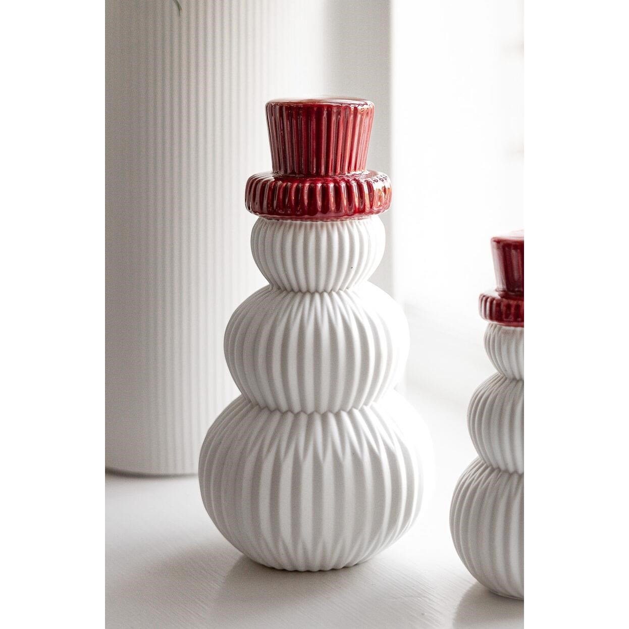 Keramická dekorace/sněhulák FRANK V.14cm červený_1