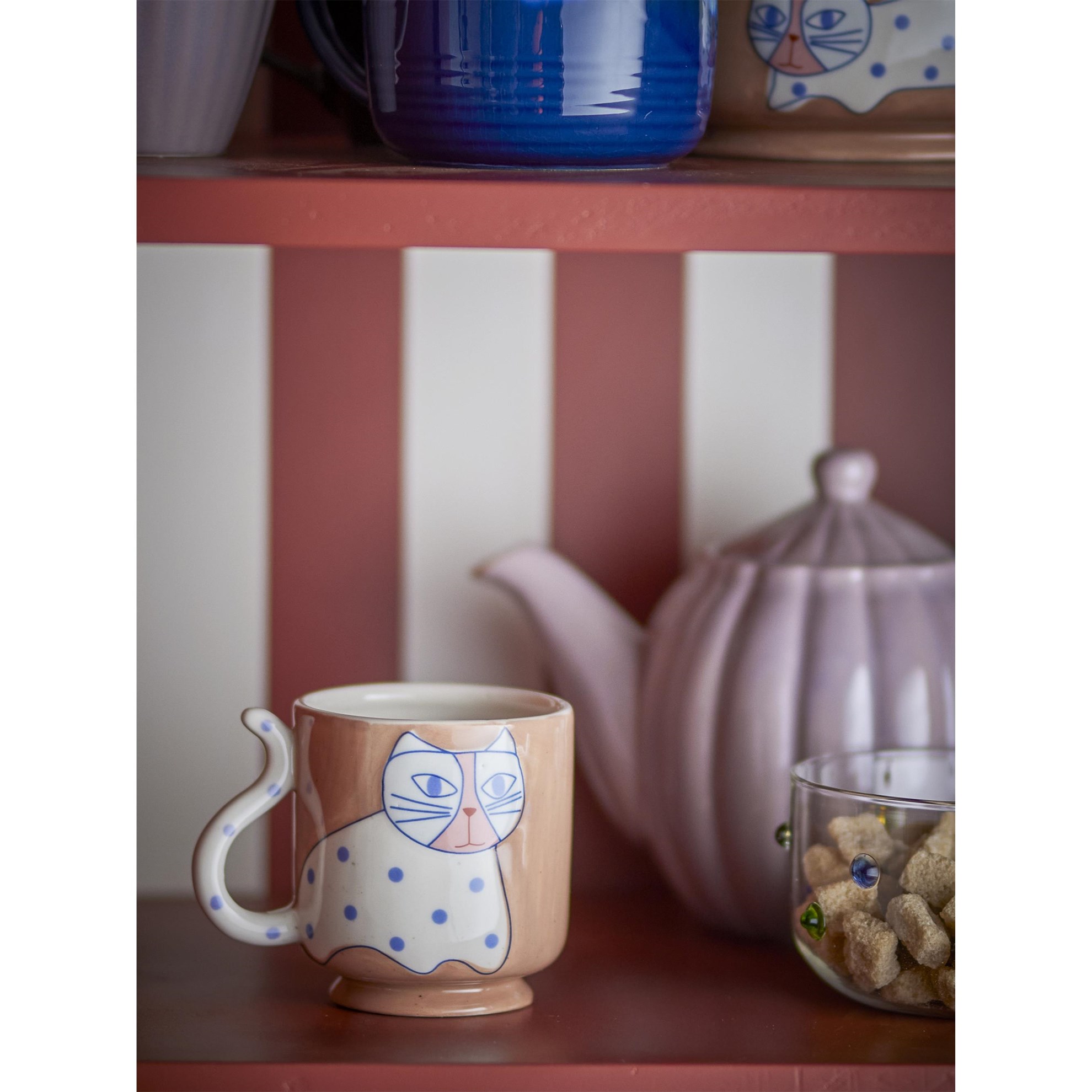 Kameninové hrnky MISSY s motivem kočky, sv. hnědá, SET/4ks_2