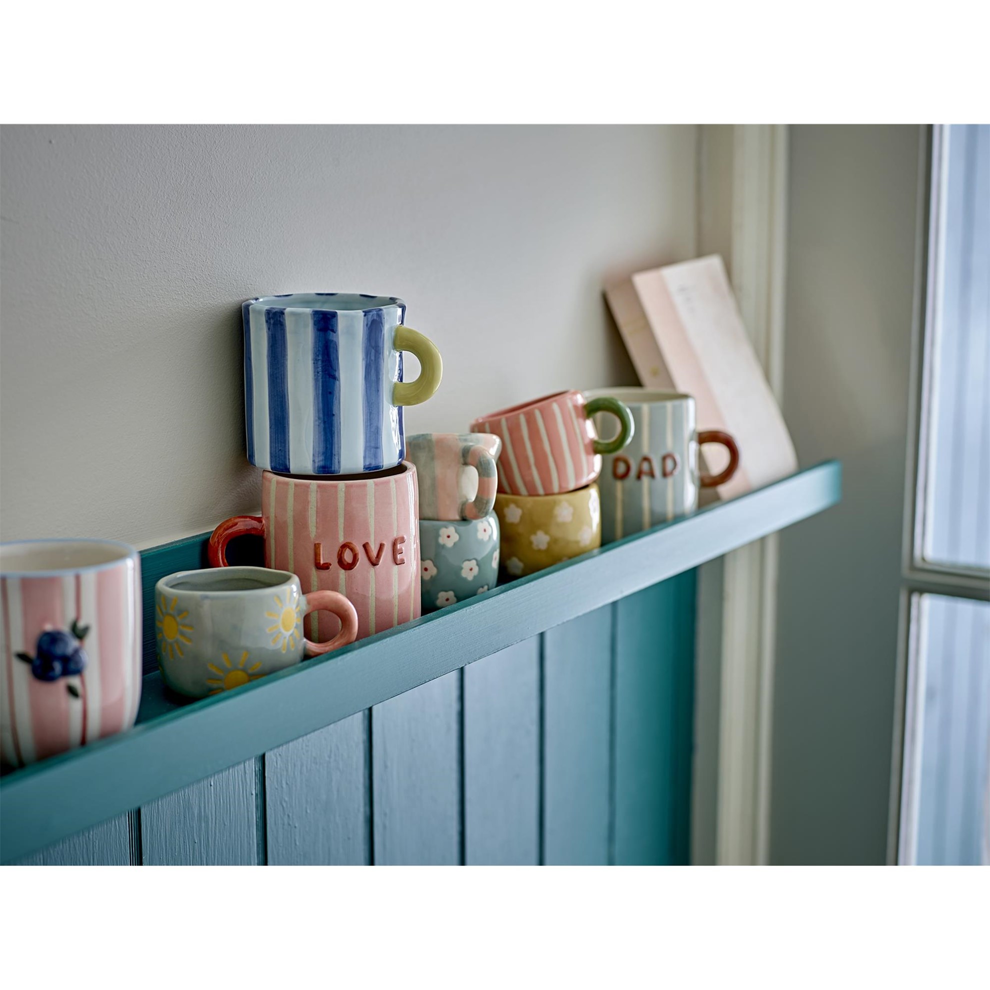 Kameninový hrnek NINI 115ml modrý se sluníčky_3