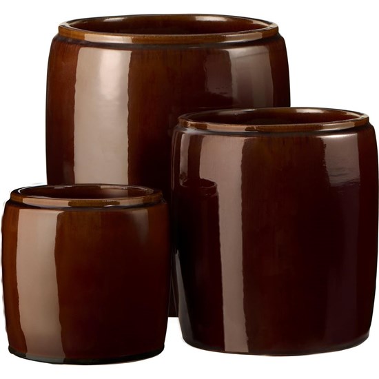 Sada 3 válcových květináčů Ib Laursen v tmavě hnědé barvě_0