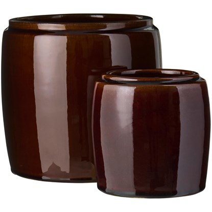 Sada 2 válcových květináčů Ib Laursen v tmavě hnědé barvě_0