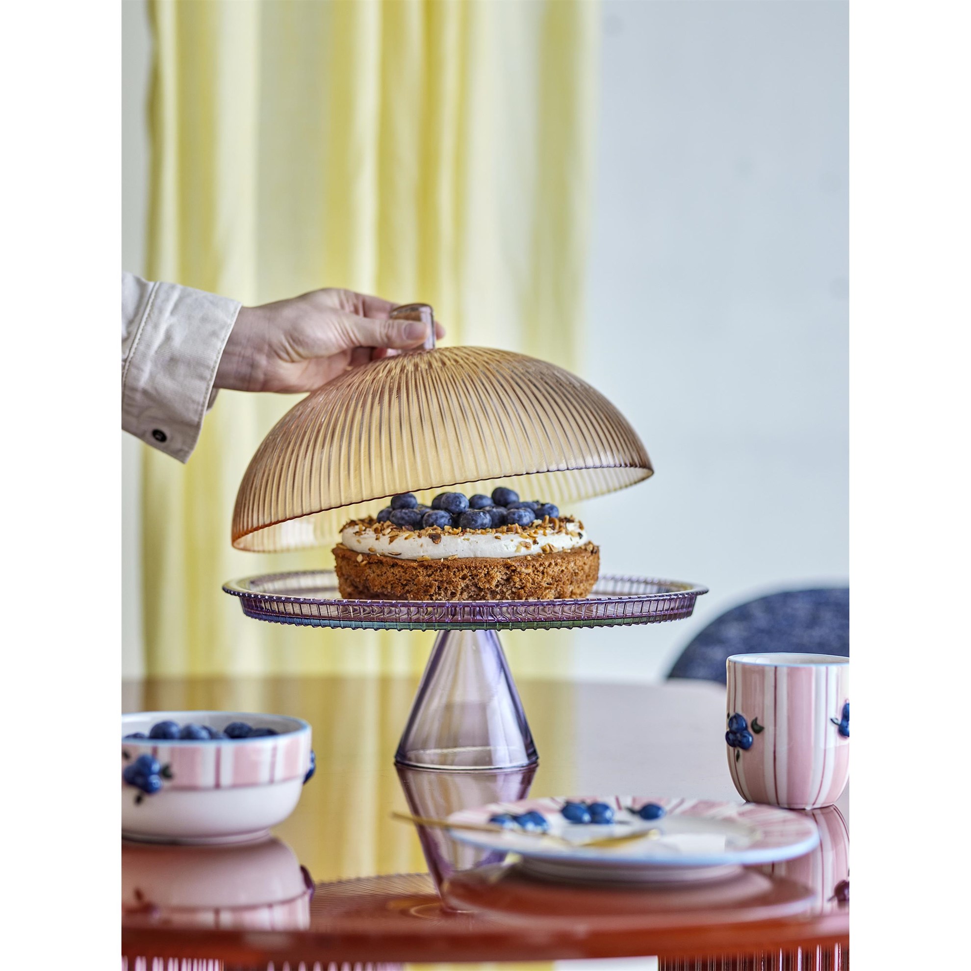Skleněný podnos na dort s poklopem TAYO P.32 cm vícebarevný_4