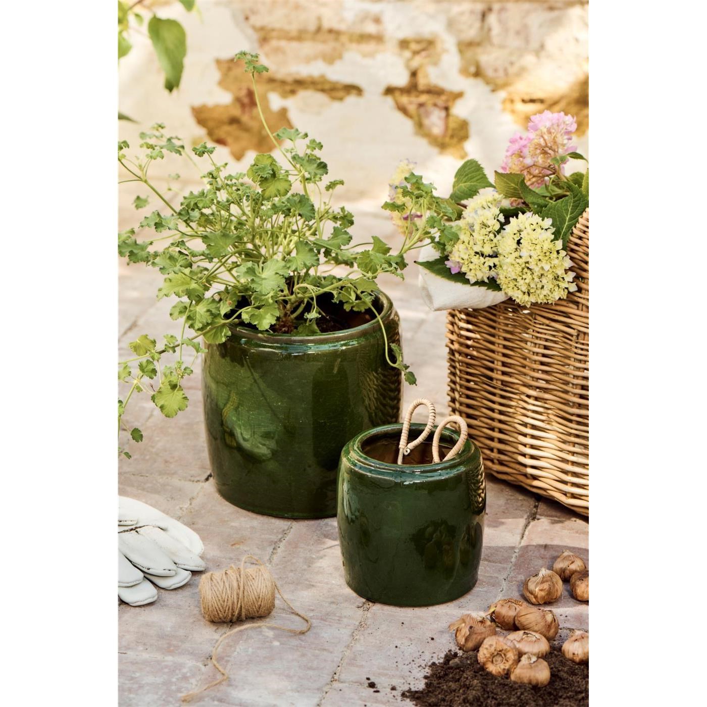 Sada 2 válcových květináčů Ib Laursen v mechově zelené barvě_0