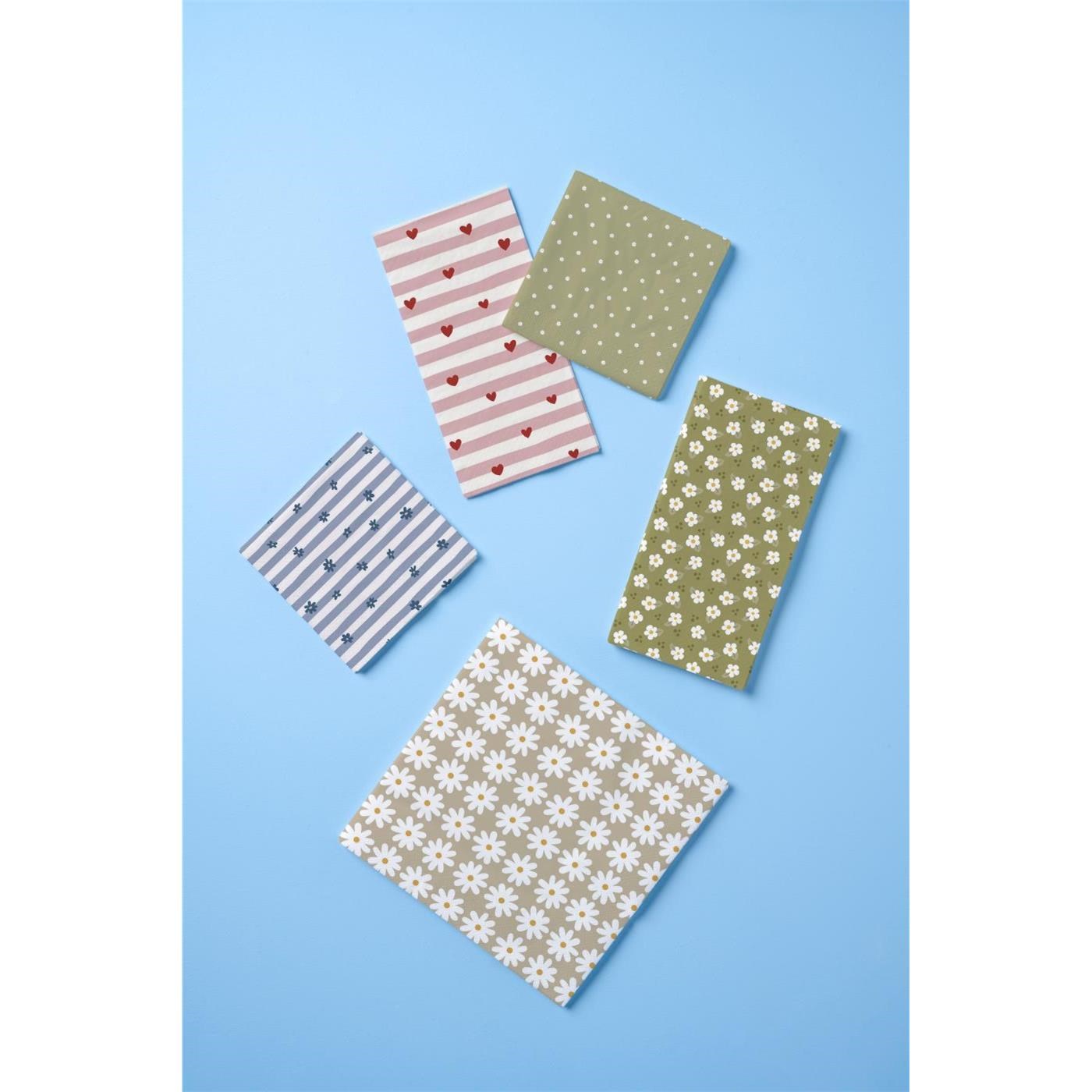 Papírové ubrousky Ib Laursen zelené s bílými květy BAL/16 ks_0