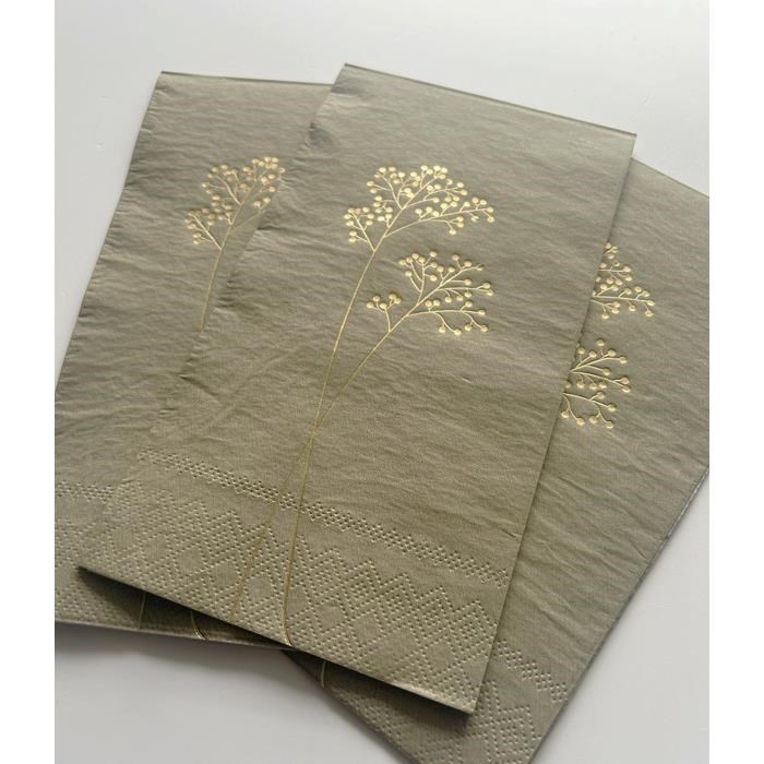 Papírové ubrousky olivové se zlatým motivem BAL/15 ks_0