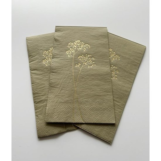 Papírové ubrousky olivové se zlatým motivem BAL/15 ks_1