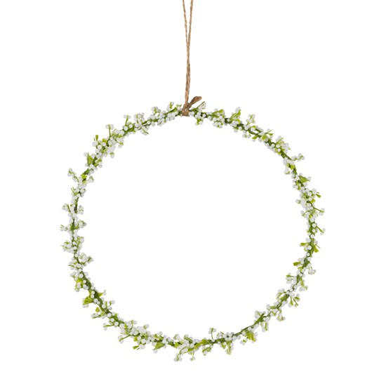 Umělá závěsná bylinková dekorace kruh 17x17x1 cm, bílá_0