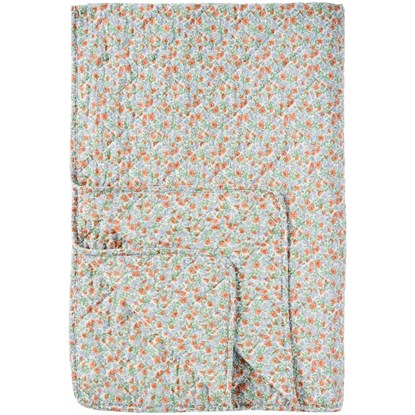 Prošívaná deka/přehoz Ib Laursen s modro rezavými kvítky 180x130 cm_0