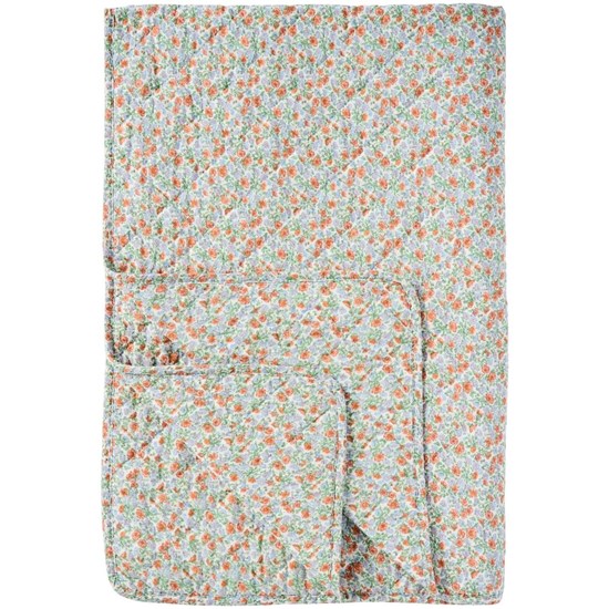 Prošívaná deka/přehoz Ib Laursen s modro rezavými kvítky 180x130 cm_0