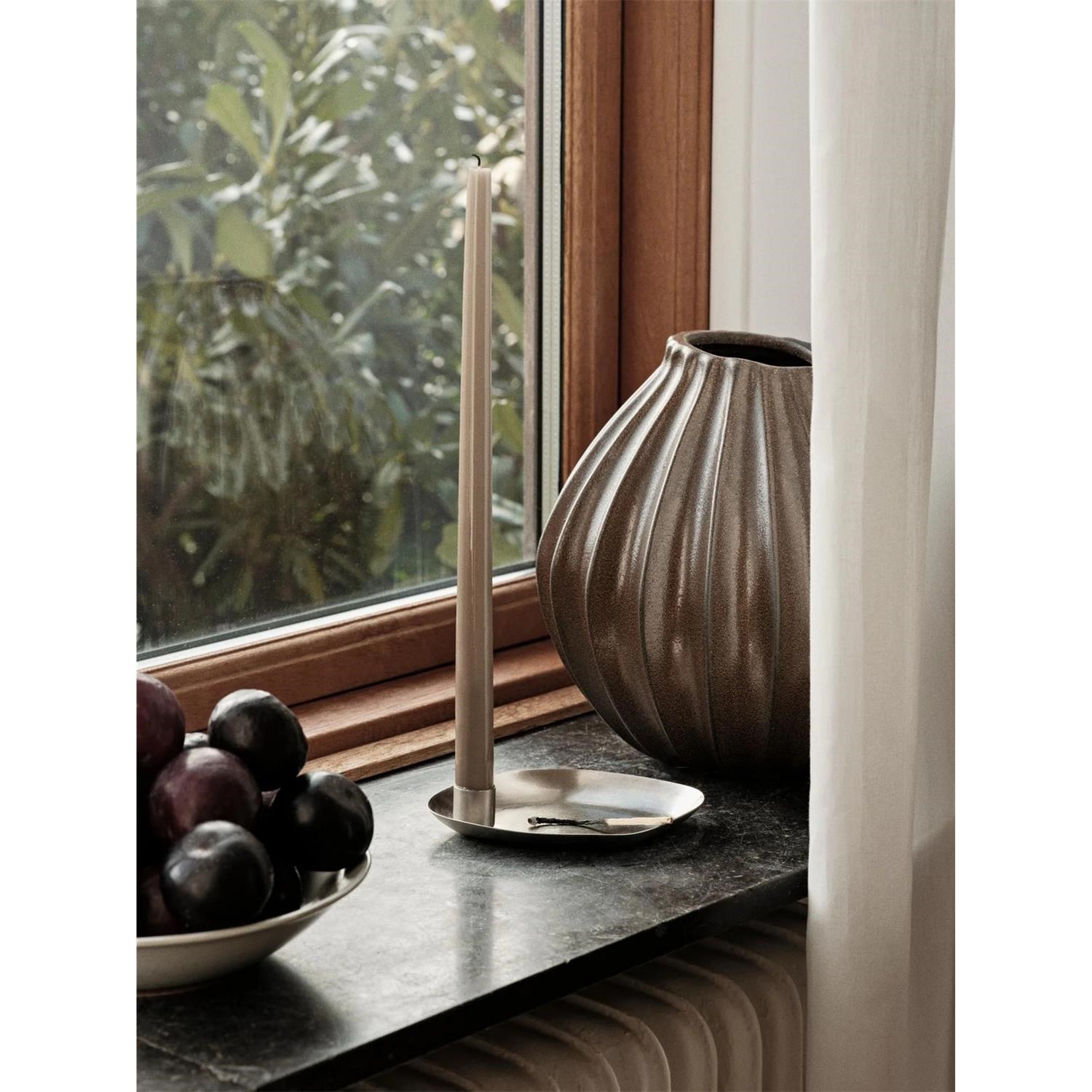 Svíčka kulatá dlouhá GLOSSY V.38 cm SET/4 ks světlý len_0