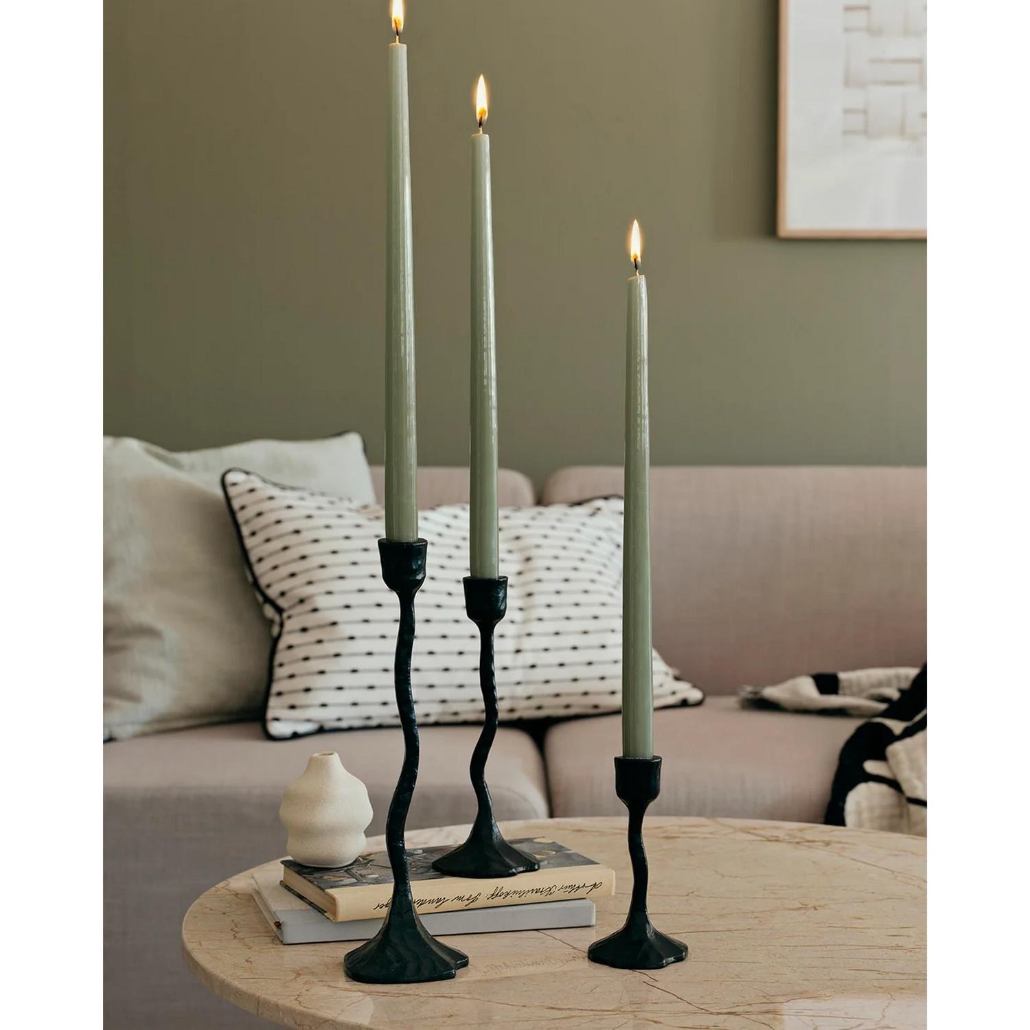 Svíčka kulatá dlouhá GLOSSY V.38 cm SET/4 ks zelená_0